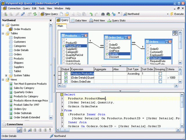 Screenshot vom Programm: SQL Query Tool