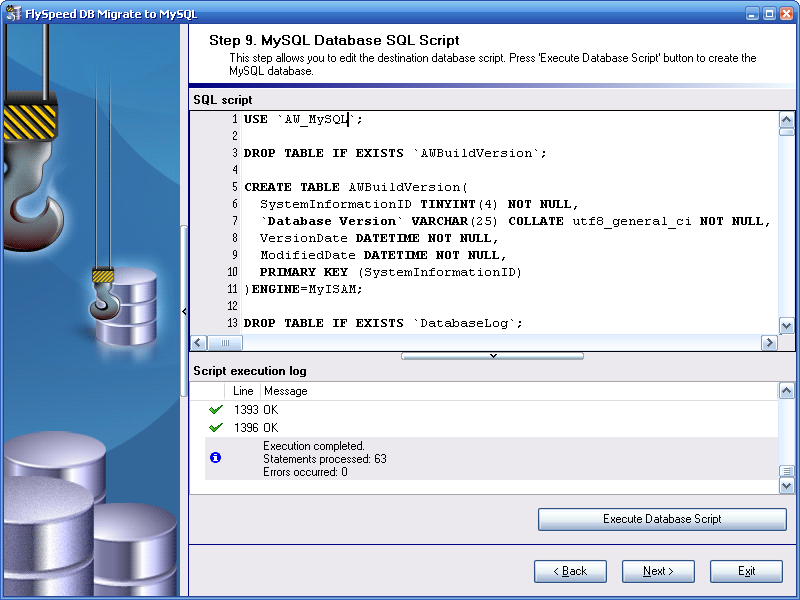 SQL Script Correction and Execution