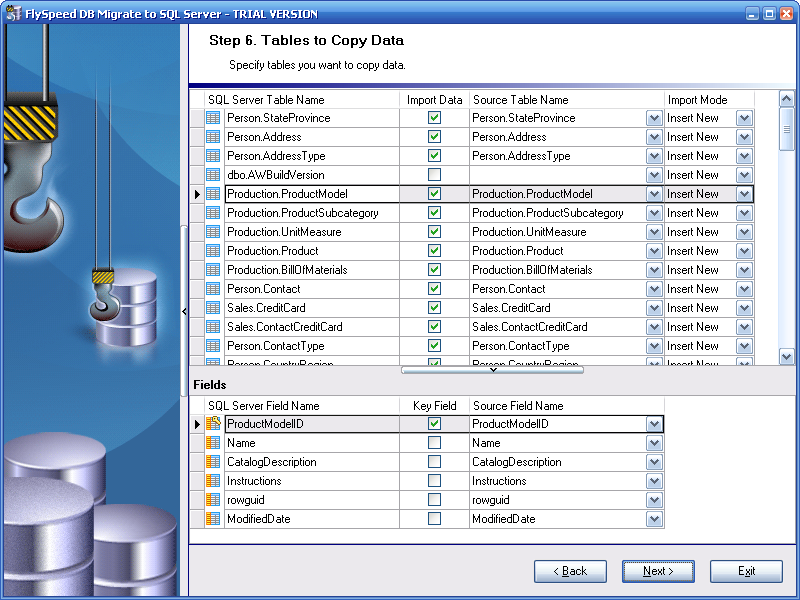 Specification of Objects to Copy Data for Update