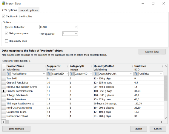 Importing data 